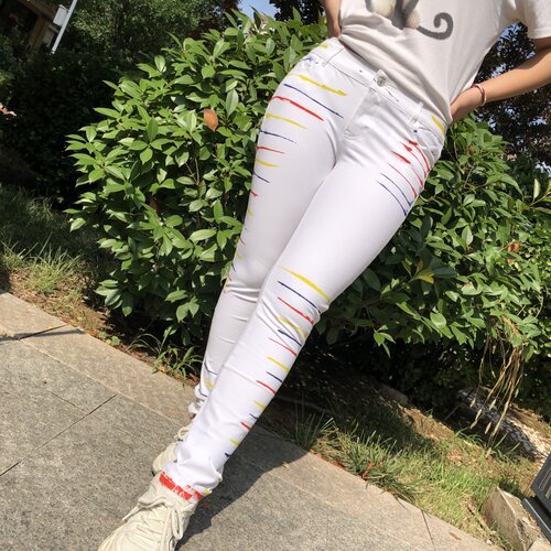 2025夏季欧洲站女裤印花打底长裤