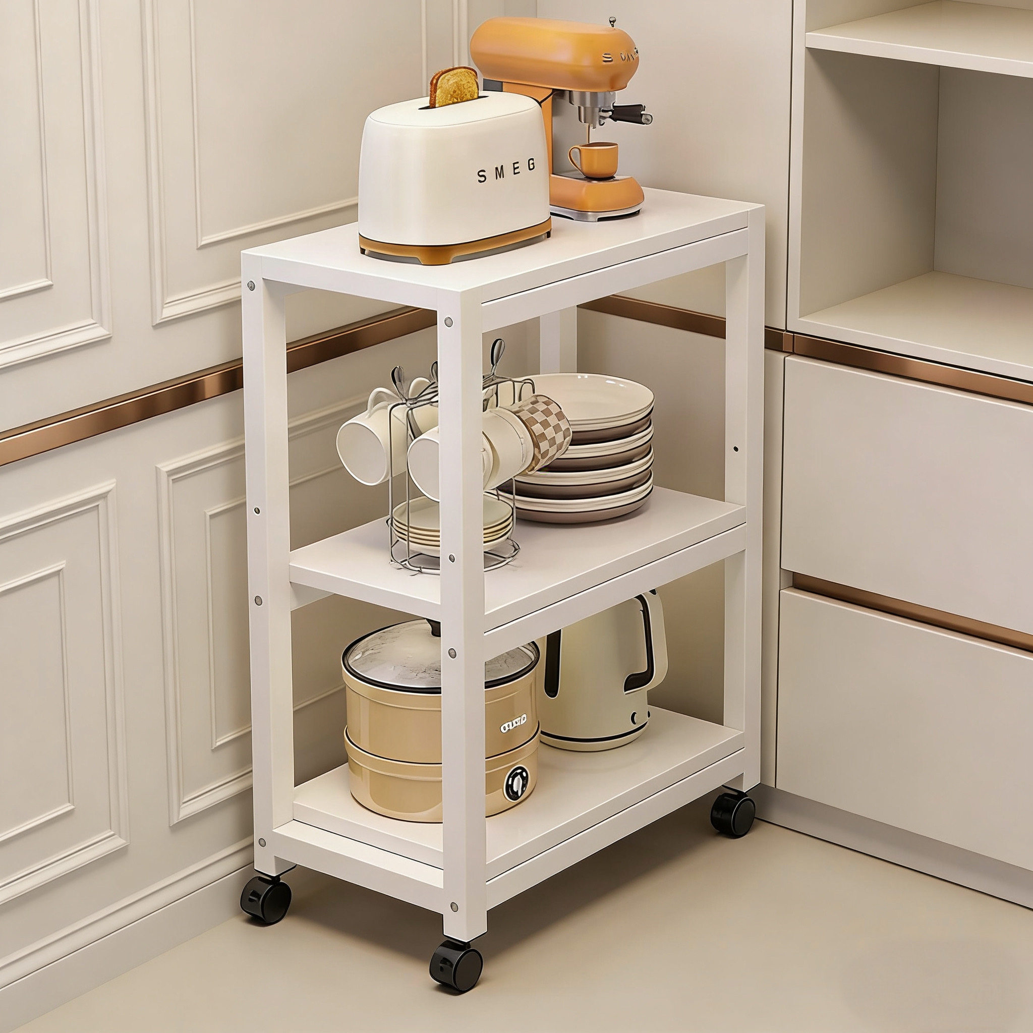 厨房夹缝置物架落地多层可移动储物架超窄缝隙锅具碗碟储物收纳架,厨房/烹饪用具,厨房置物架/置物柜/角架,淘宝优惠券,粉丝福利购,淘宝优惠卷