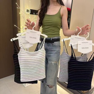 暖小艾702背心吊带莫代尔升级款 条纹背心 女士内衣细肩带背心修身