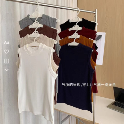 半高领打底衫无袖女款内搭上衣秋冬保暖背心暖小艾8712美背内衣