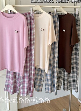 MSUSU棉苏苏Z105小马格格套装短袖长裤休闲宽松家居服两件套睡衣-