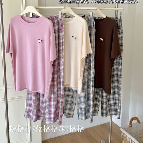 MSUSU棉苏苏Z105小马格格套装短袖长裤休闲宽松家居服两件套睡衣-