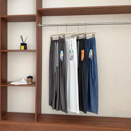 MOTIE末贴云柔裤百搭亲肤透气薄拖地裤宽松老钱风蕾丝抽绳休闲裤