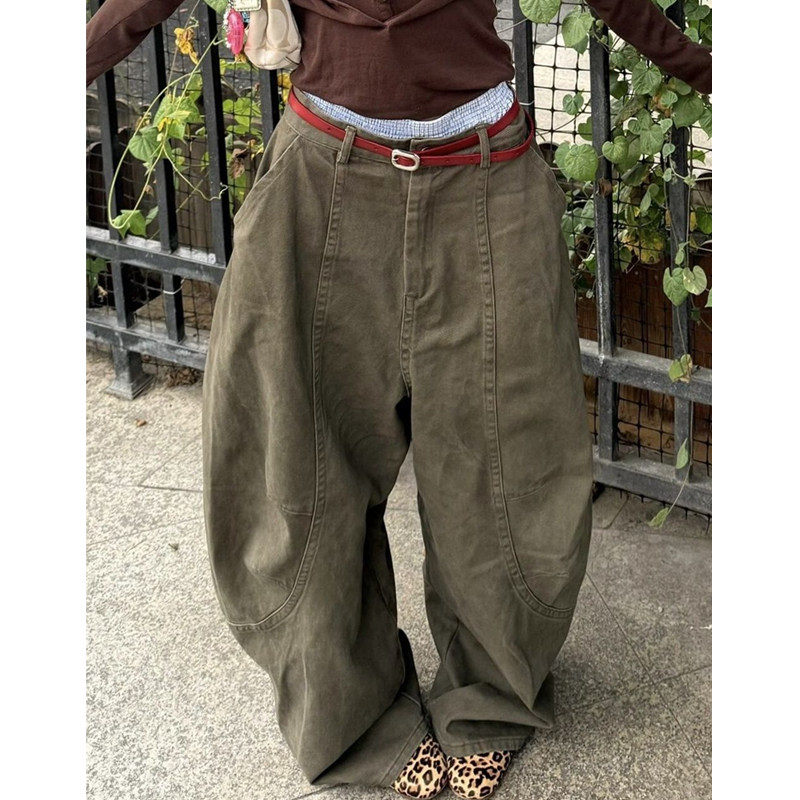 美式复古做旧水洗弯刀牛仔裤女大码秋冬新款宽松显瘦垂感阔腿长裤,女装/女士精品,大码裤装,淘宝优惠券,粉丝福利购,淘宝优惠卷