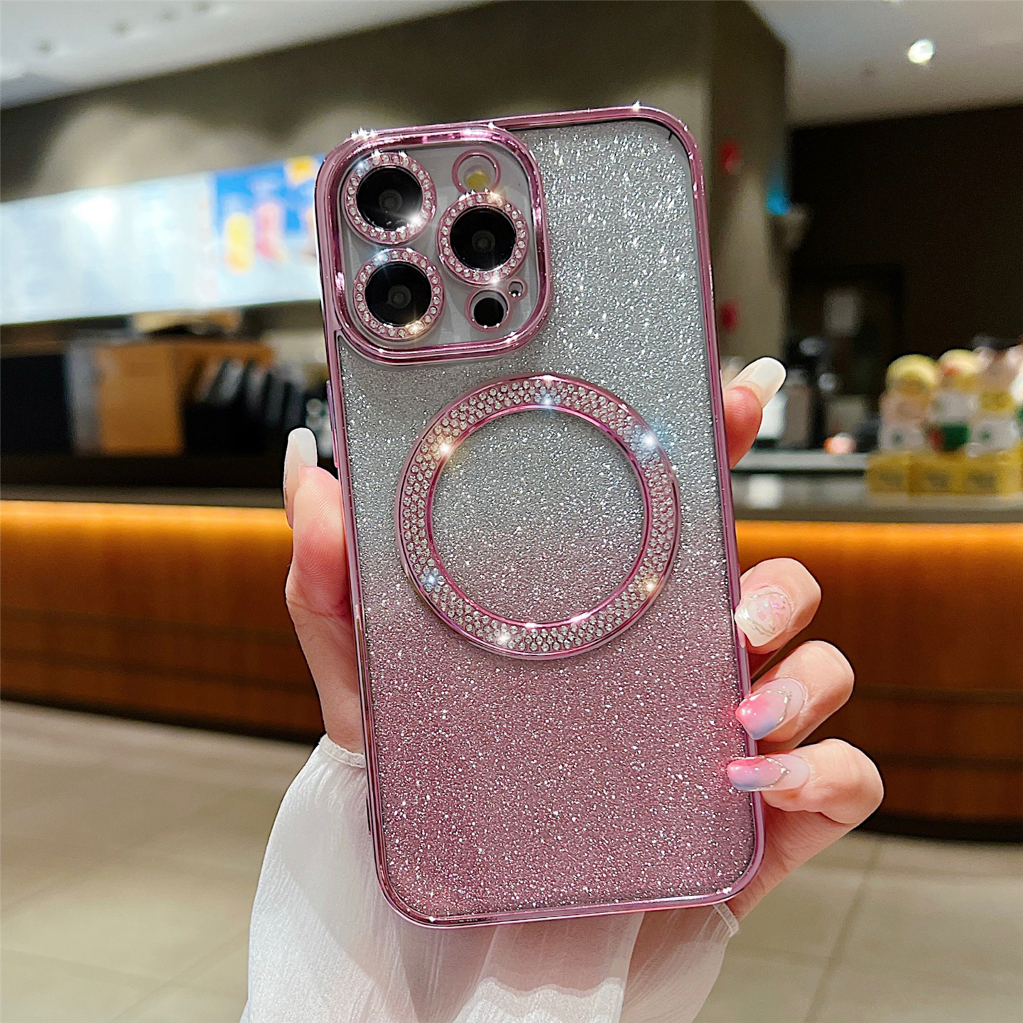 新款高端奢华闪钻镜头适用苹果16promax手机壳magsafe磁吸iPhone15全包防摔保护套14Pro时尚高级感13闪粉网红