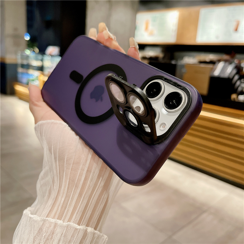 新款镜头支架适用苹果16promax手机壳iPhone15Pro磁吸保护套14/13全包带镜头膜防摔12/11半透明磨砂肤感plus