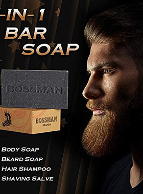 美国Bossman天然油脂桉树茶树4合1多用途香皂 洁面沐浴洗发剃须皂