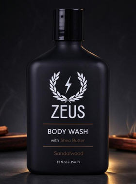 美国ZEUS-男士檀香沐浴露 天然植萃保湿 无硫酸盐 持久留香354ml