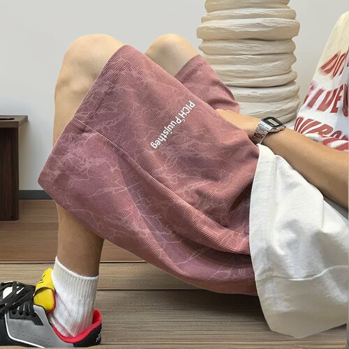 沙滩扎染刺绣大码短裤男