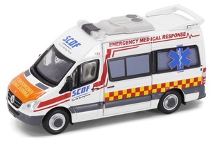 Tiny微影SG2平治Sprinter QX988Y香港车模 新加坡民防部隊救護車