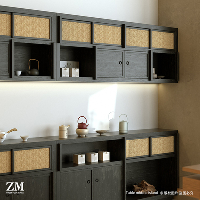 壁柜商品陈列带门储物藤编柜门