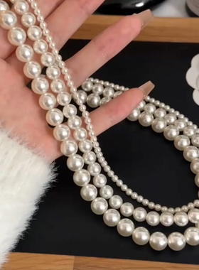 珍珠项链女夏巴洛克锁骨链简约气质名媛轻奢小众米粒颈链