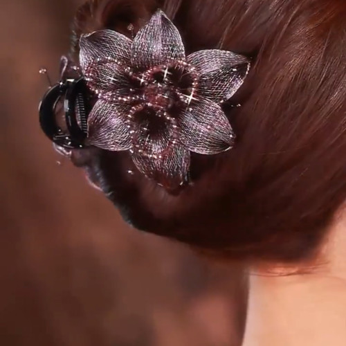 高端复古抓夹女新款手工编织紫气东来蝴蝶鲨鱼夹优雅发夹子头饰