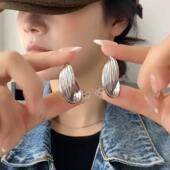 自带气场辣妹不规则金属圆圈耳环个性 甜酷朋克港风耳饰网红耳圈潮
