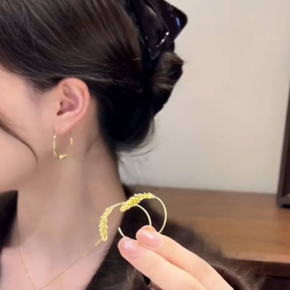 复古麦穗圆圈圈耳环女2025年新款潮小众设计感耳圈高级感气质耳饰,饰品/流行首饰/时尚饰品新,耳环,淘宝优惠券,粉丝福利购,淘宝优惠卷