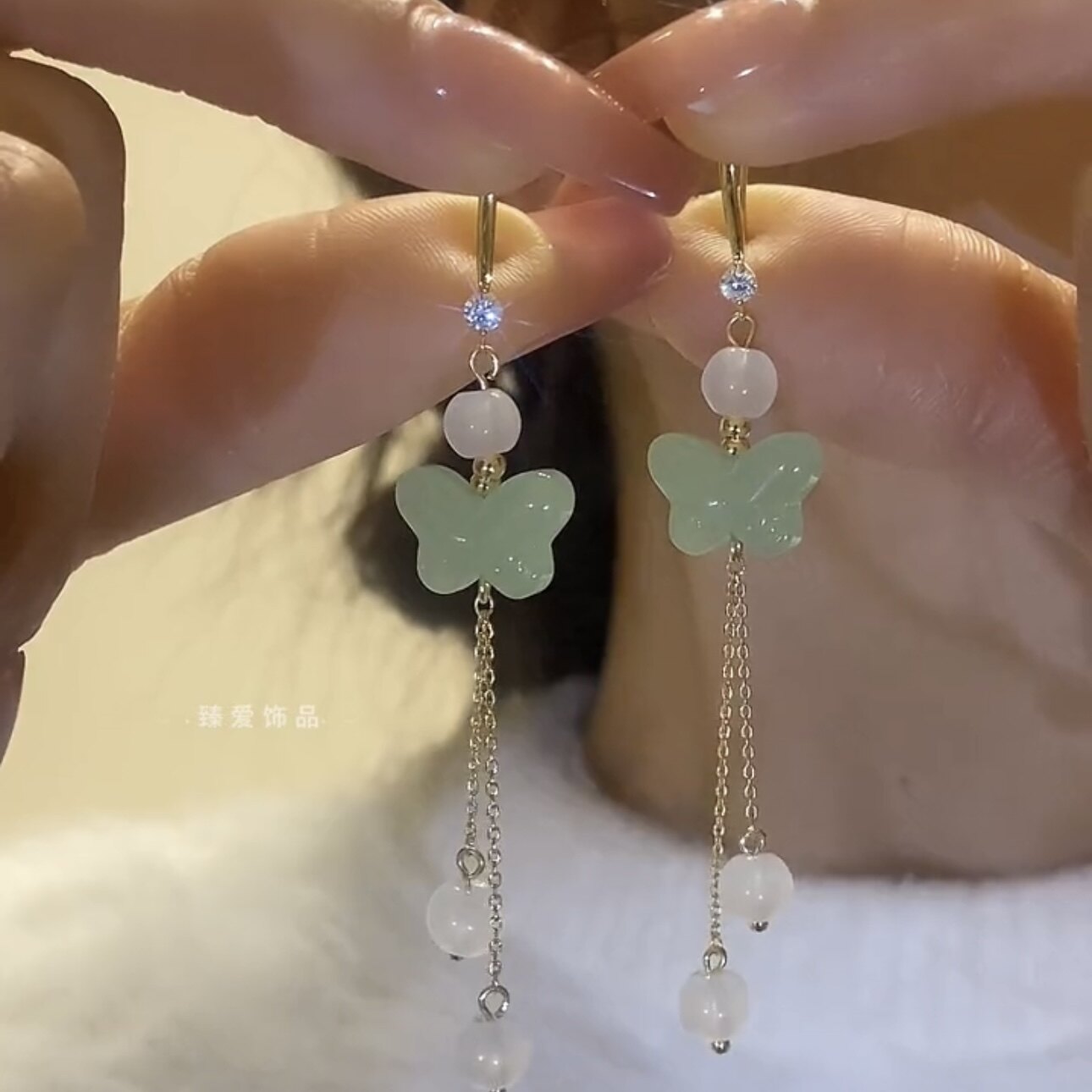 古风蝴蝶耳钩气质长款耳环