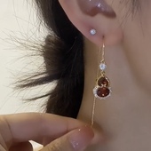 新爆款 流苏钱袋耳线女耳环925银抗过敏过年洋气喜庆红色甜美 长款