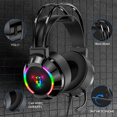 Over-ear Wired Headphones with Mic PC Gaming Launched RGB