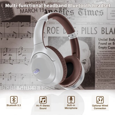 Wireless Headphones with LED Display Long Battery Life