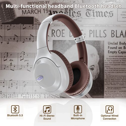 Wireless Headphones with LED Display Long Battery Life