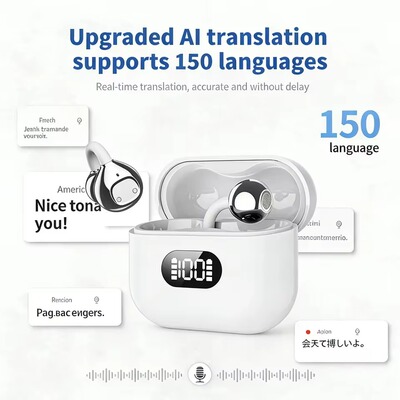 AI translator Bluetooth Earclip Earphones translate earbuds