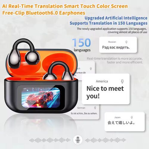 AI translator Bluetooth FreeClip Earphones Noise Reduction