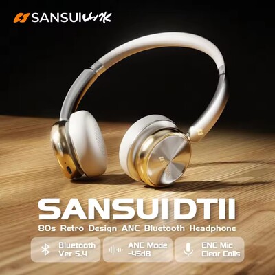 ANC Wireless Bluetooth Headsets  Over Ear Retro Earphones