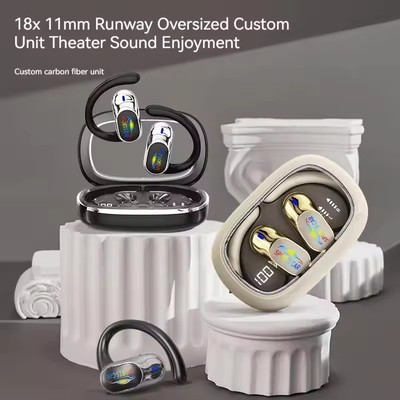 Open Ear Clip Earbuds LED Bluetooth Headphones Earphones