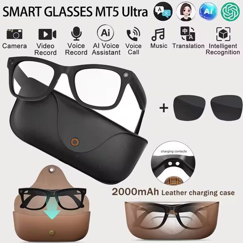 Smart AI Glasses 8MP Camera Voice Call traslator earbuds