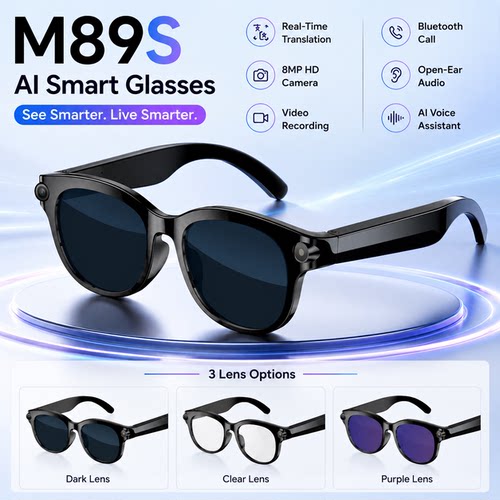 Smart glasses Voice Assistant 8MP Camera AI Translation