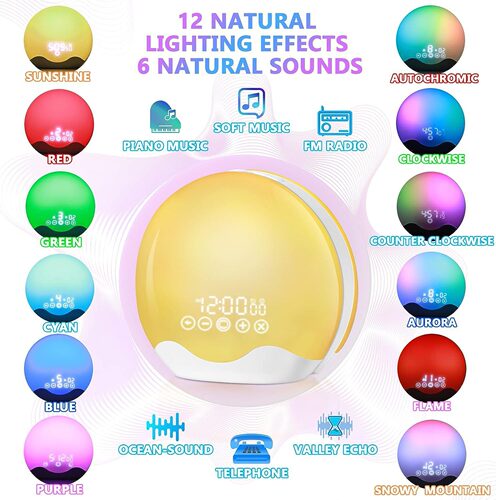 Sunrise Alarm Clock Sound Night Light Desk Clock Sleep Aid