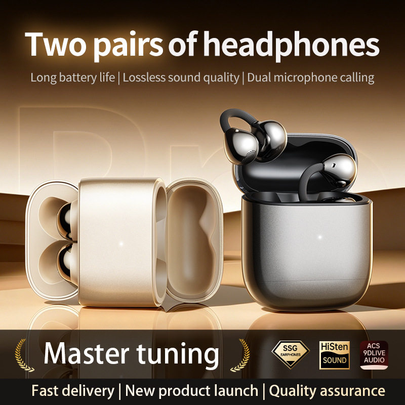 Twin Headphone Bluetooth Headset Sports Ear Clip Earphone
