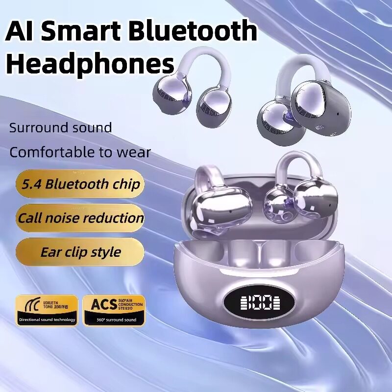 AI Translator Earbuds Earphones Open EarClip Sport Bluetooth
