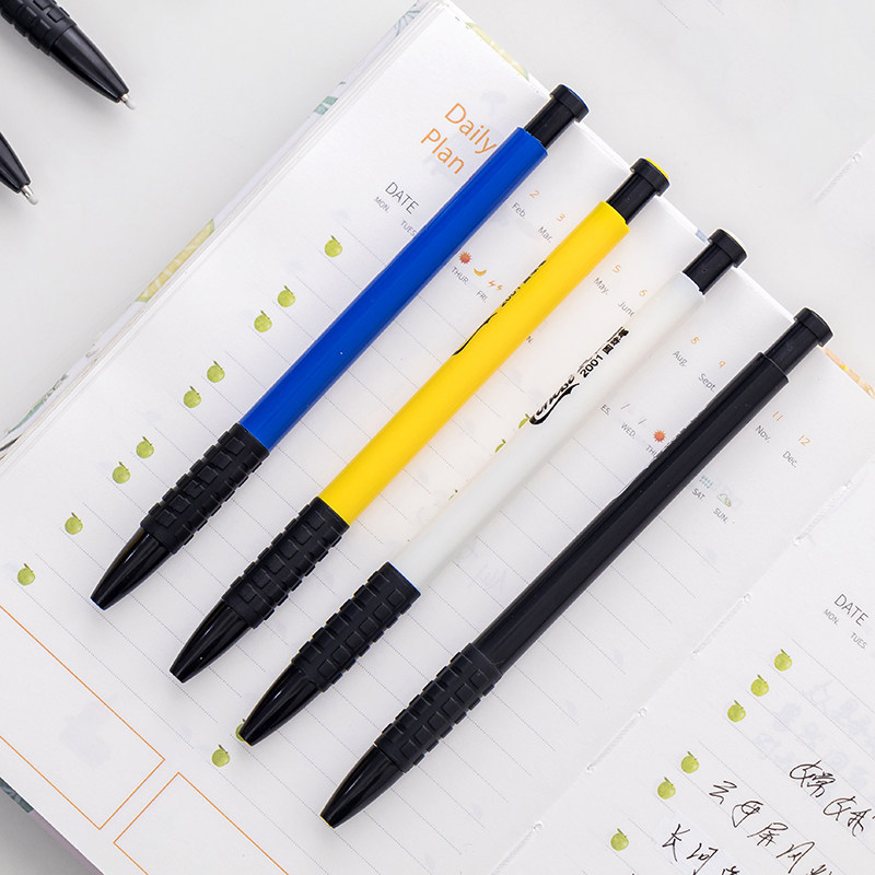 益都红2001圆珠笔按动式原子笔学生用按压式笔芯教师批发试卷红笔