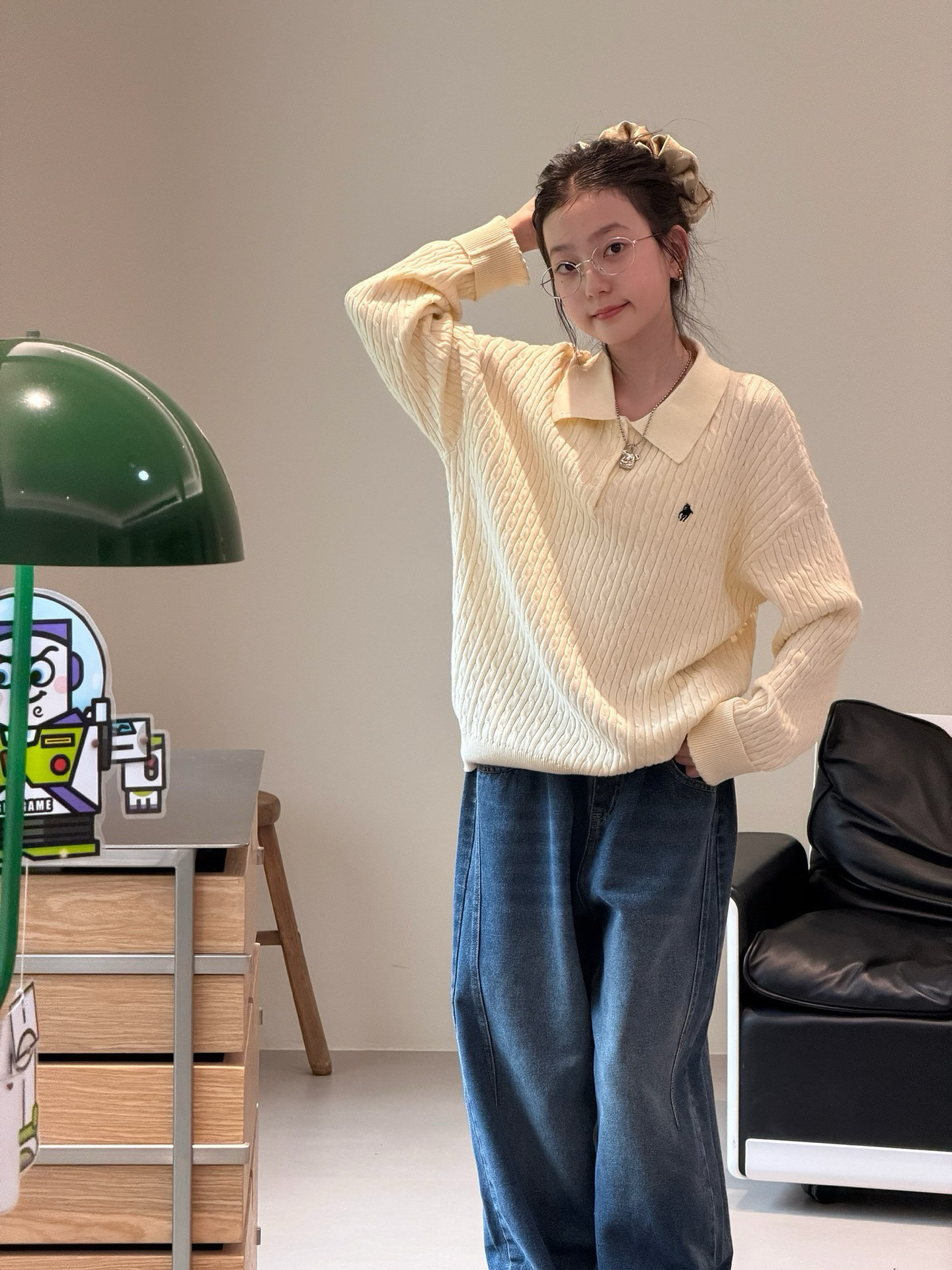 26秋季新女童毛衣儿童翻领麻花针织衫中大童休闲百搭套头衫上衣潮