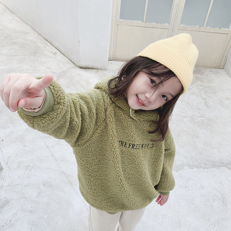 UUChic Kids 19 Autumn and winter men and women children letter Embroidery Hooded Lambswool Sweater Plush keep warmin the Children/Baby/Family fitted , Sweater/Fleece  category - from Buy2taobao.com to provide professional Taobao agent buy service