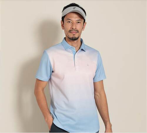 CALLAWAY卡拉威出口日本夏季男士高尔夫短袖POLO 渐变印花T恤速干