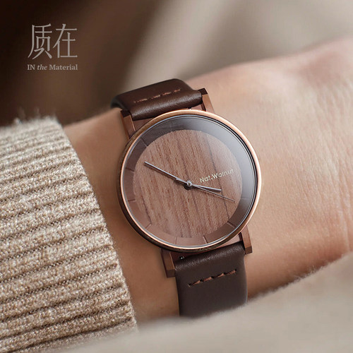 EOEO自然小众男女天然胡桃木手表