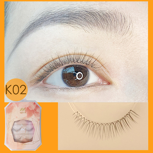 日系裸妆约会j细磨尖手工假睫毛柔软素颜抖音明星同款 K02透明梗