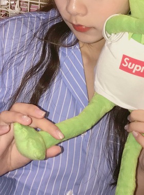 韩国新款kakao friends蓝色条纹狮子刺绣可爱睡衣衬衫女套装