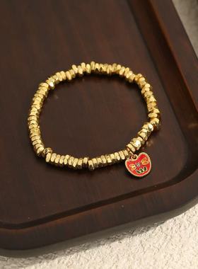 正宗新款古法金传承工艺福满盘柿柿如意手串珐琅彩手链送女友礼物