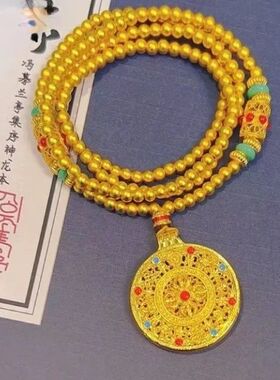 八宝金刚杵珐琅项链花丝罗盘同款金店福运罗盘毛衣吉祥吊坠链女