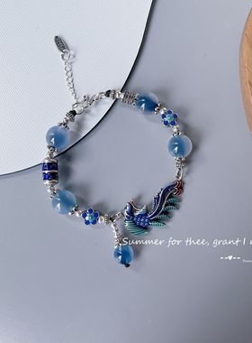 新款纯银珐琅彩如鱼得水凤凰于飞糖心手链复古中国风送女友生日礼