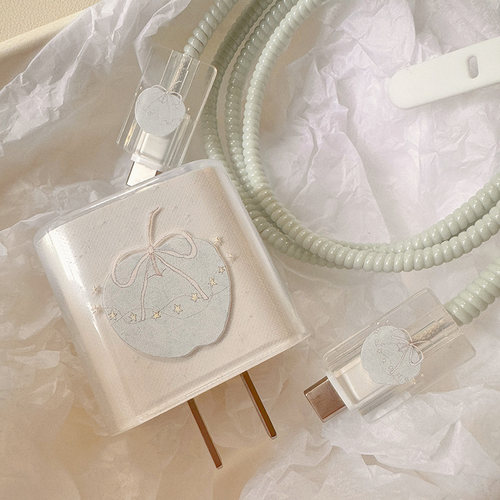 手绘蓝苹果数据线保护套