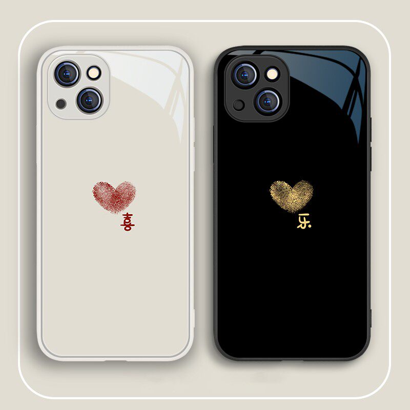 适用iphone16promax苹果15高级小米14新款mate60玻璃p70华为nova12情侣手机壳荣耀300喜乐O