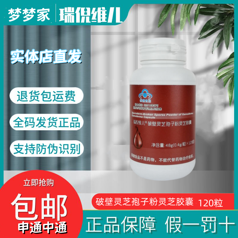 瑞倪维儿破壁灵芝孢子粉灵芝胶囊0.4g*120粒天津康婷甘蓝灵芝胶囊
