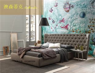 poliform布艺床北欧布艺床意大利后现代家具定制达芬奇现代床轻奢