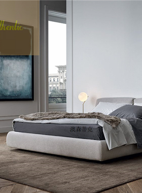 意大利现代床poliform布艺长低矮床头布艺床澳森蒂克轻奢床定制