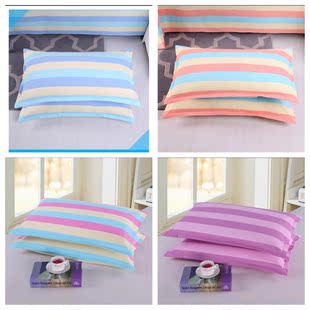 纯棉老粗布枕套不起球帆布加厚加密条纹枕头套信封式枕套一对