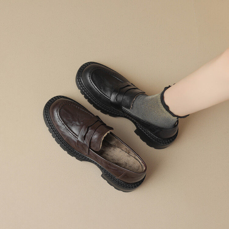 复古羊皮深口单鞋女2023新款秋冬加绒粗跟小皮鞋英伦风厚底乐福鞋,童鞋/婴儿鞋/亲子鞋,帆布鞋,淘宝优惠券,粉丝福利购,淘宝优惠卷